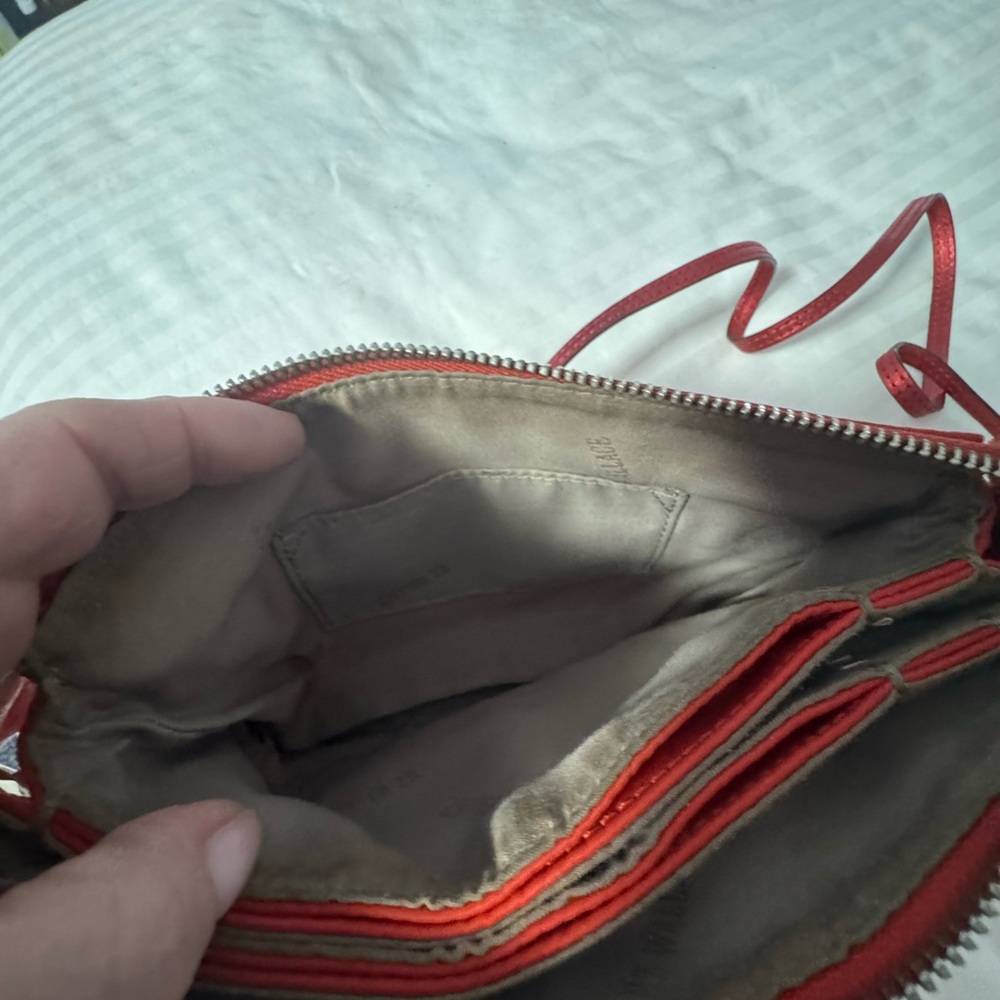 MZ Wallace Accordion Crossbody in Tomato Red. Worn. - Picture 13 of 14